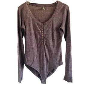 Free People Intimately Ribbed Long Sleeve Bodysuit